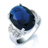 Women's 18k White Gold Plated Sapphire 3CT Ring Big Blue Saphire High Quality Token of Love Anniversary ring