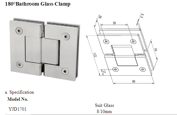 Stainless Steel Glass Clamp 180 Degree Bathroom Glass Clamp Glass ...