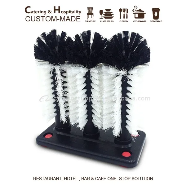 Bar Tool Union Plastic Triple Sink Glass Cup Washer Cleaning Brush