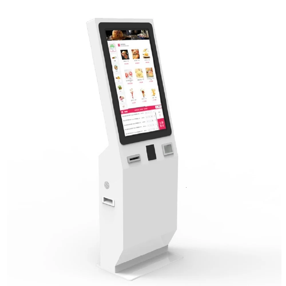 32 Inch Self Service Ordering Touch Screen Digital Signage Payment Kiosk With Bar Code Scanner 3821