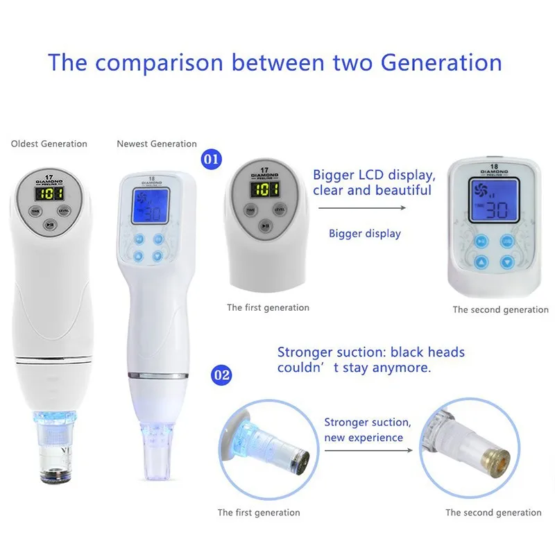 Microdermabrasion Machine Pore Tool Electric Facial Acne BlackHead Cleaner Remover Vacuum Dead Skin Diamond Peeling Machine