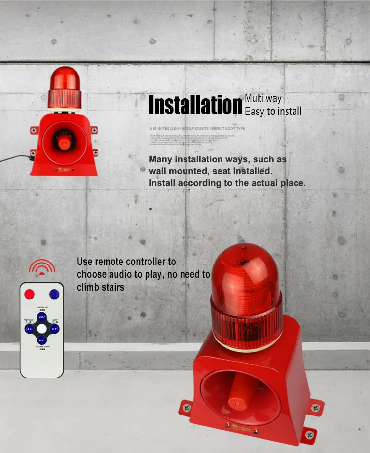 Waterproof Announciator 20w Horn Alarm Strobe Light Audible And Visual