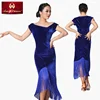 Custom made lady velvet latin dance dress with fringes