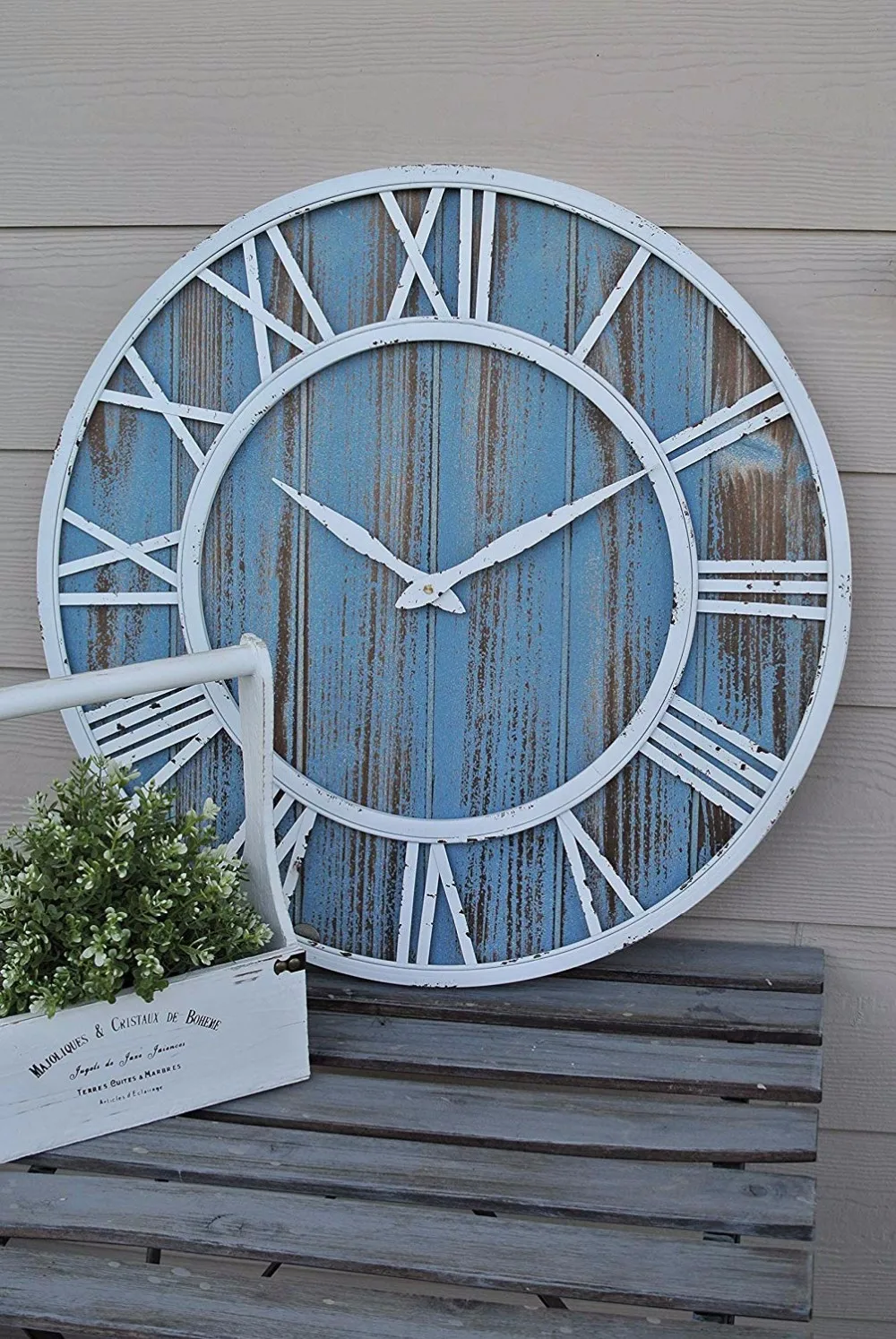 Decorative Rustic Blue Wood Wall Clock For Home Decoration Buy Wood