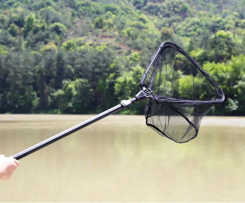 Fishing Landing Net With Telescoping Pole Handle Foldable Telescoping