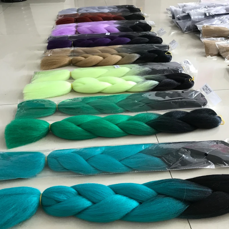 120 Colors ombre color afro kinky braiding hair 3x synthetic artificial hair wand curl crochet braid