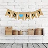 6pcs/Set Printed Burlap Birthday Banners for Boys Birthday Party Decoration OH MY BOY Flag Jute Triangl Flags Vintage Decoration
