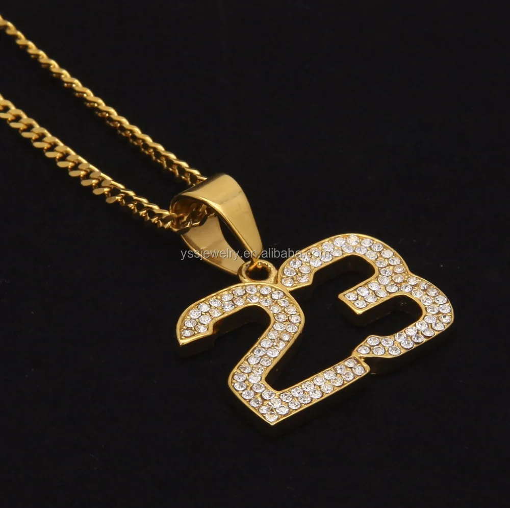 number 23 gold pendant