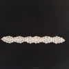 slim light ivory thread base crystal applique patch 30 cm long