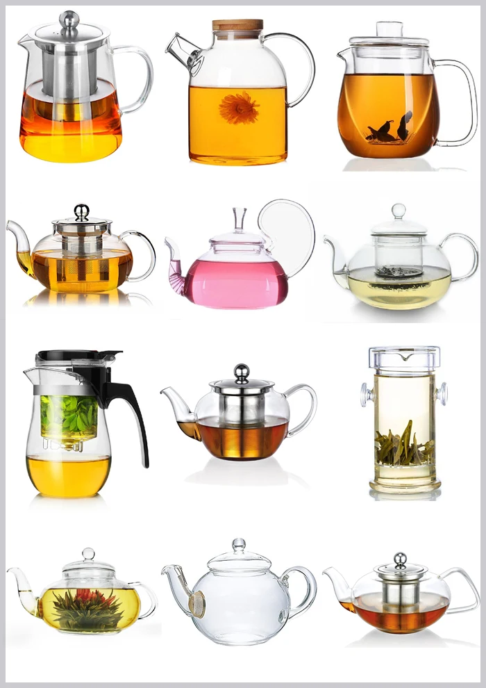 High-temperature penguin stainless steel lid glass tea pot with strainer