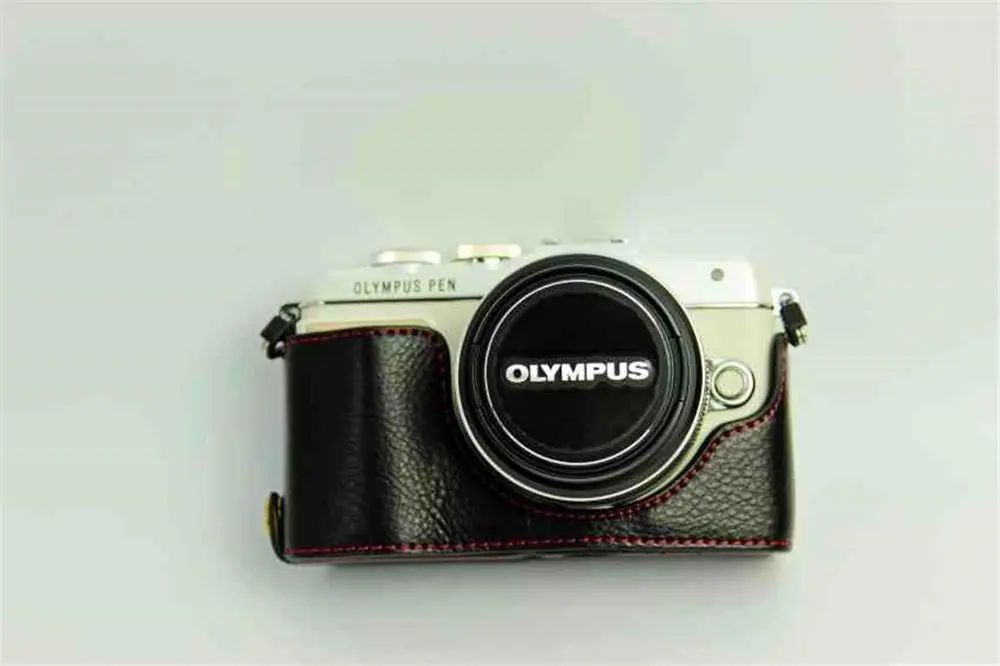 Handmade Genuine real Leather Half Camera Case bag cover for Panasonic LX100 Black Bottom opening Version