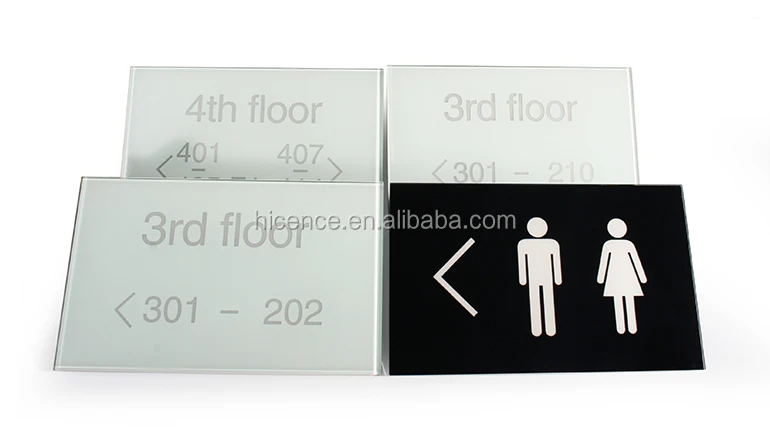 Crystal Glass Plate Hotel LED Lighted Door Room Number Level Number Direction Signage