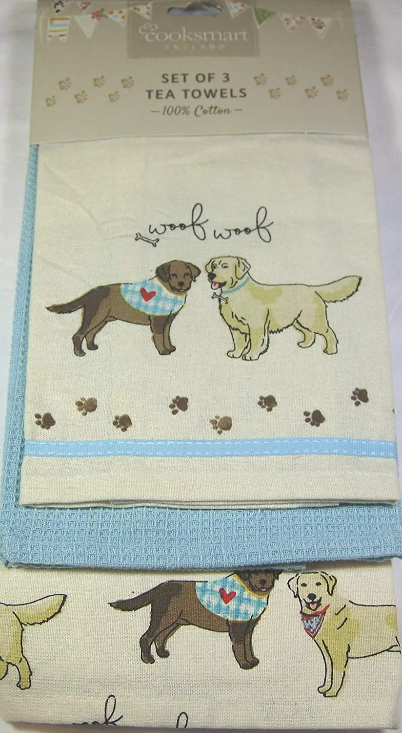 Cooksmart Dogs In The Kitchen Tea Towel Pack Of Three Tea Towels