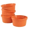 Restaurant tapas serving bowls orange color creme brulee custom ceramic ramekins