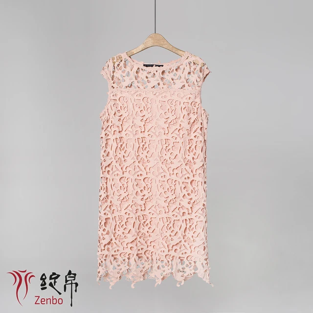 Pink mecrame lace A-line dress Italian quality