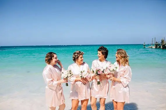 College Student Fashion Sleepwear Women Bride Party Satin Robe Women