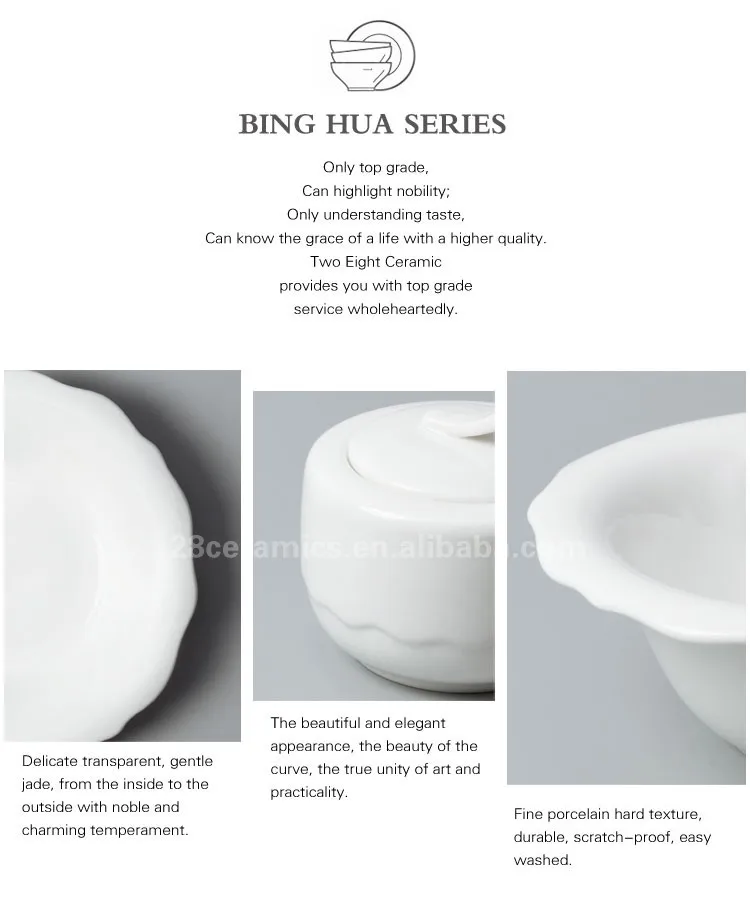 Wholesale White Porcelain 2019 Hotel & Restaurant Crockery Tableware, Dinnerwareplates, Ceramic Breakfast Dinnerware Set<