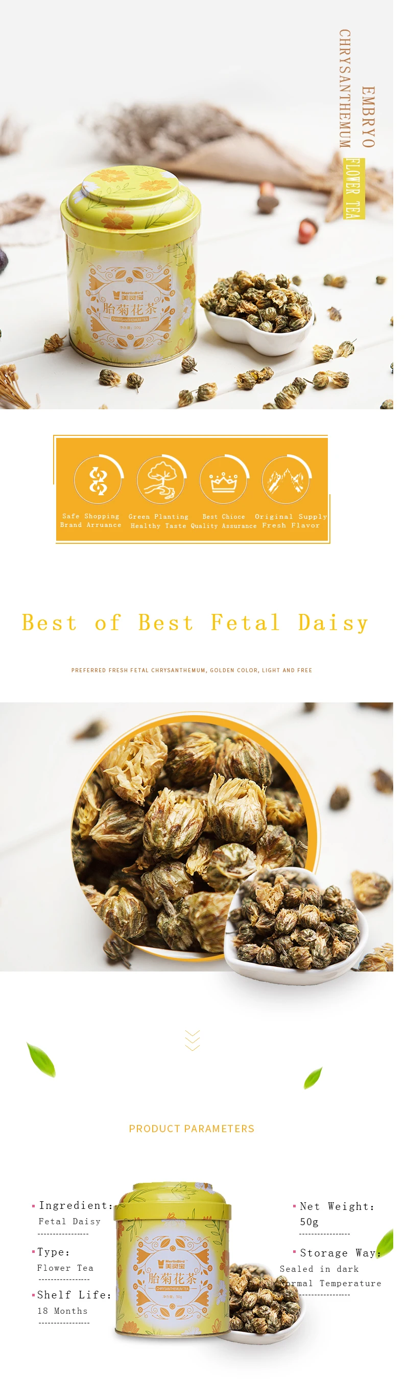 China gift wholesale organic and natural flower tea chrysanthemum herbal tea