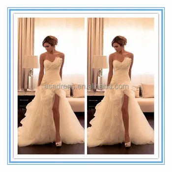 Latest Sexy Organza Wedding Dress Beaded Bridal Gown With Long