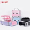 yaeshii 2018 professional travel pink aluminum mini makeup train case