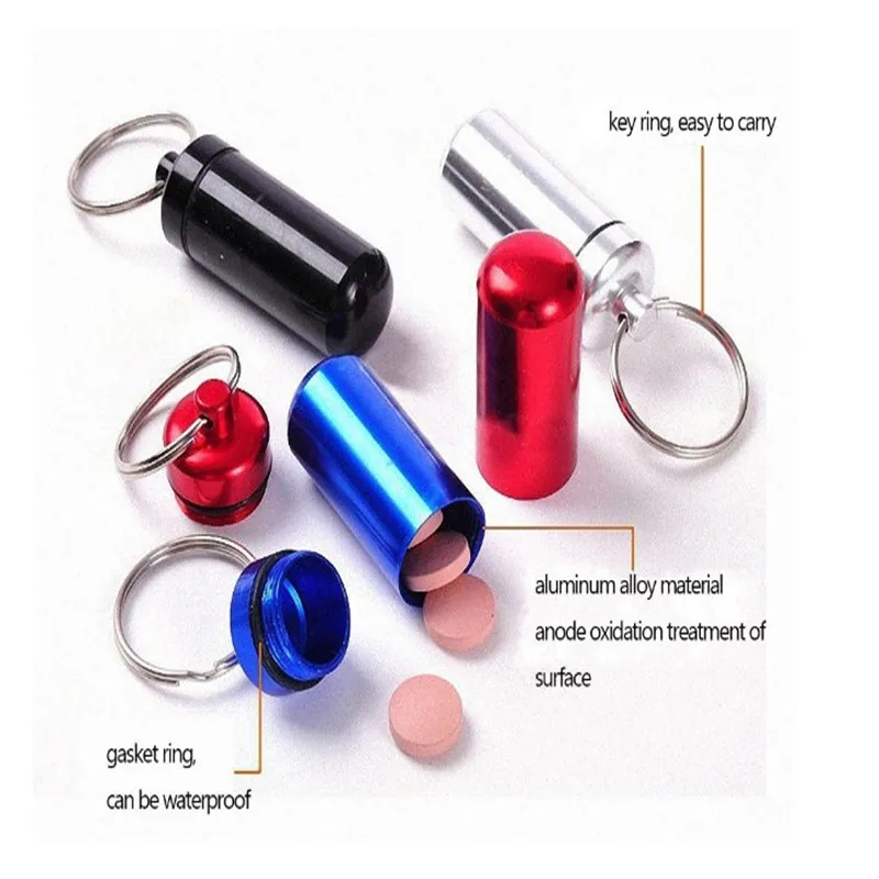 Oempromo mini metal pill holder case box keychain