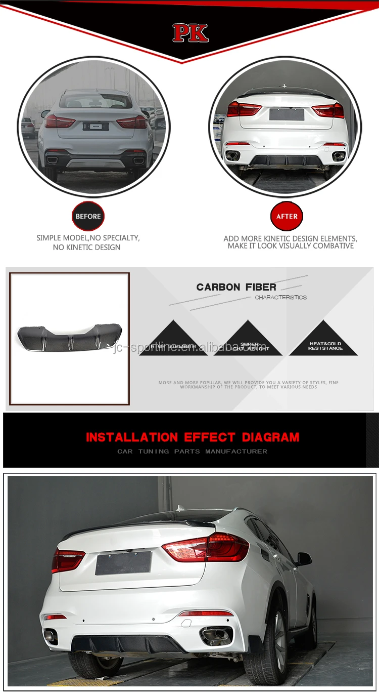 F16 Carbon Fiber Rear Diffuser For Bmw X6 Msport 35i 50i M Sport 1517