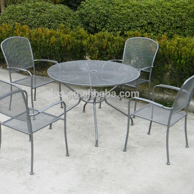 Metal Mesh Outdoor Dining Round Table And Chairs Set Metal Mesh Outdoor Dining Round Table
