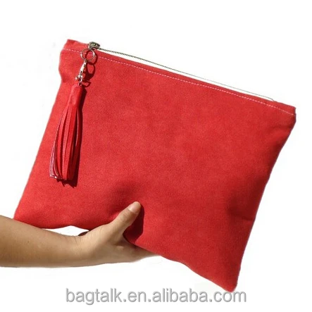 red suede clutch purse