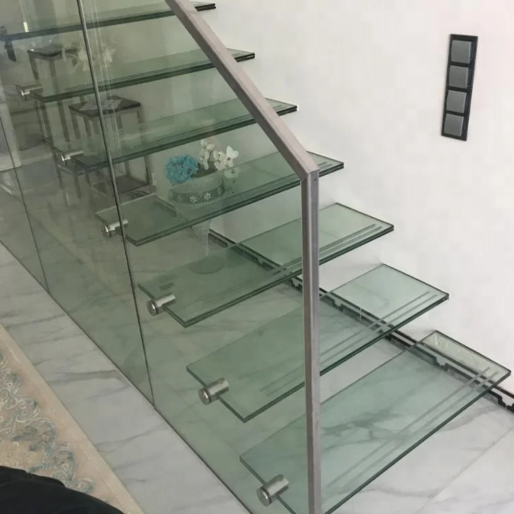 Escalera Flotante Moderna De Vidrio De Acero Suave Y Recta,Elegante