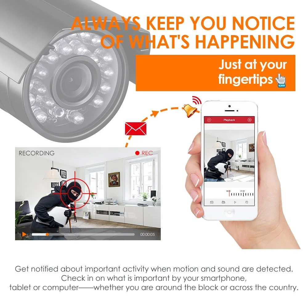Full HD 1080P 4ch cctv camera kit ahd Security Camera System 
