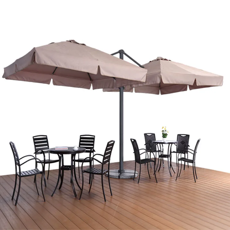 3x3m Waterproof Double Sided Coffee Mini Patio Umbrella 3x3m Waterproof Double Sided Coffee Mini Patio Umbrella