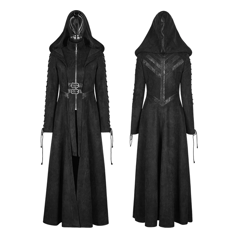 Punk Rave Y-780 Gothic Fitted Dark Raven Angel Full Length Long Trench ...