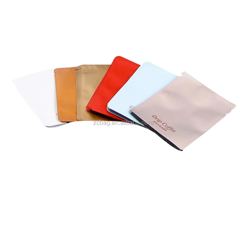 50g Colorful Printing Mylar Foil Flexible Moistureproof Heat Seal Three Side Seal Flat Pouch Drip Coffee Bags