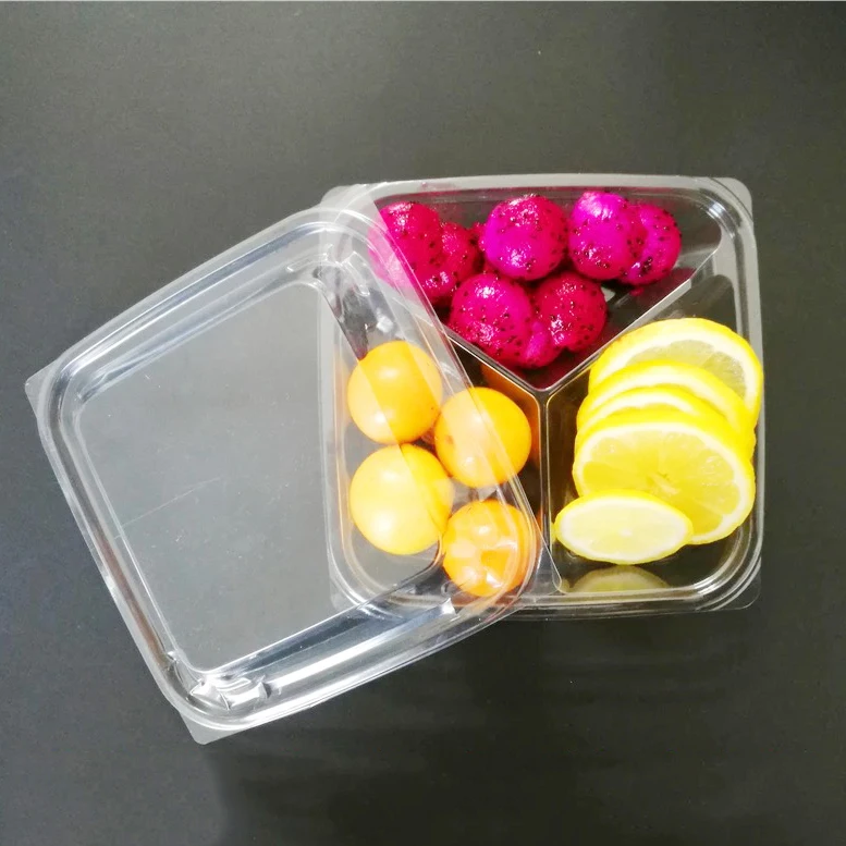 Cheaper Disposable Pet 3 Compartment Plastic Food Display Tray For