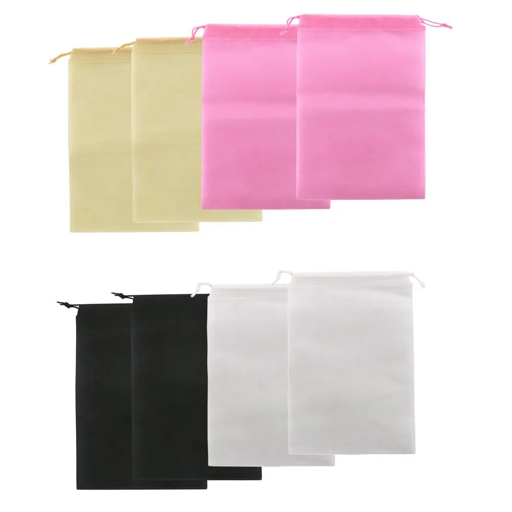 AKOAK 10 Pcs Non-Woven Drawstring Shoe Bags for Men and Women Storing Shoes at Home or Traveling,White and Pink