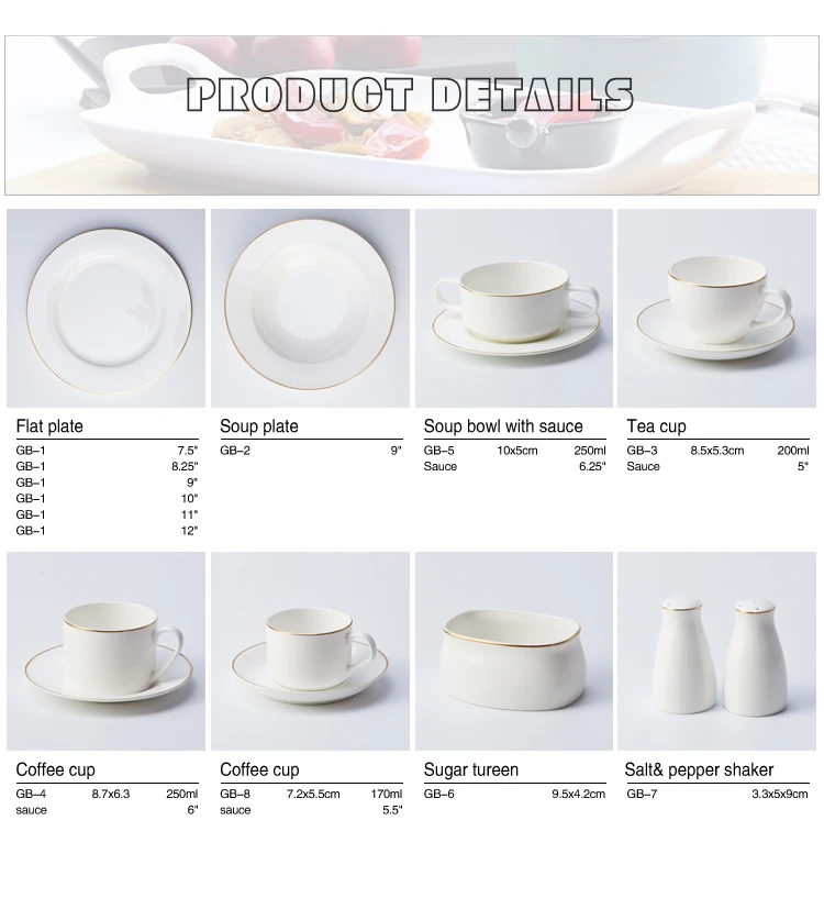 High new bone china dinner set with gole charger plate unique luxury golen rim ceramic diner ware gold cutlery set for banquet