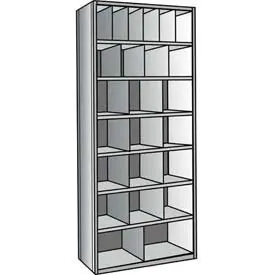 Hallowell 5534-24HG Hi-Tech Metal Bin Shelving, 36" Width x 24" Depth x 87" Height, Starter Unit (6) 6" Width x 12" Height,, (4) 9" Width x 12" Height,, (12) 12" Width x 12" Height,, (2) 18" Width x 12" Height Bins, 725 Gray