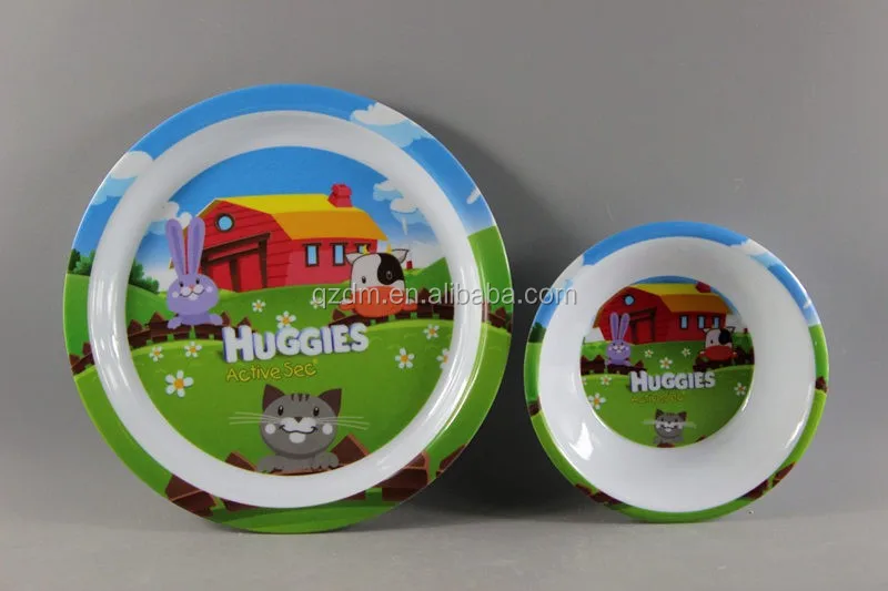 2017 Hot Sale Melamine Kids Plate And Bowl Sets For Promotion