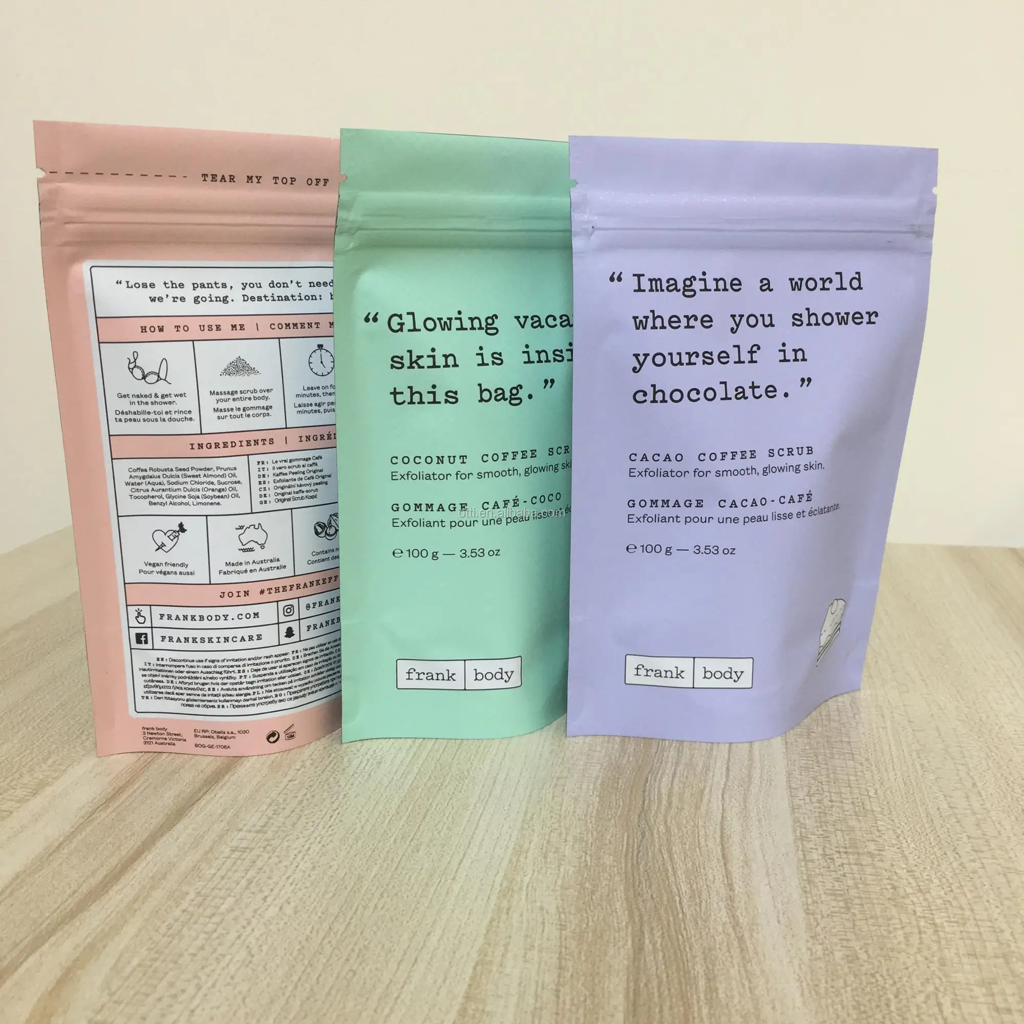 Customized Matte Plastic Bag 200g Coffee Body Scrub Packaging Buy