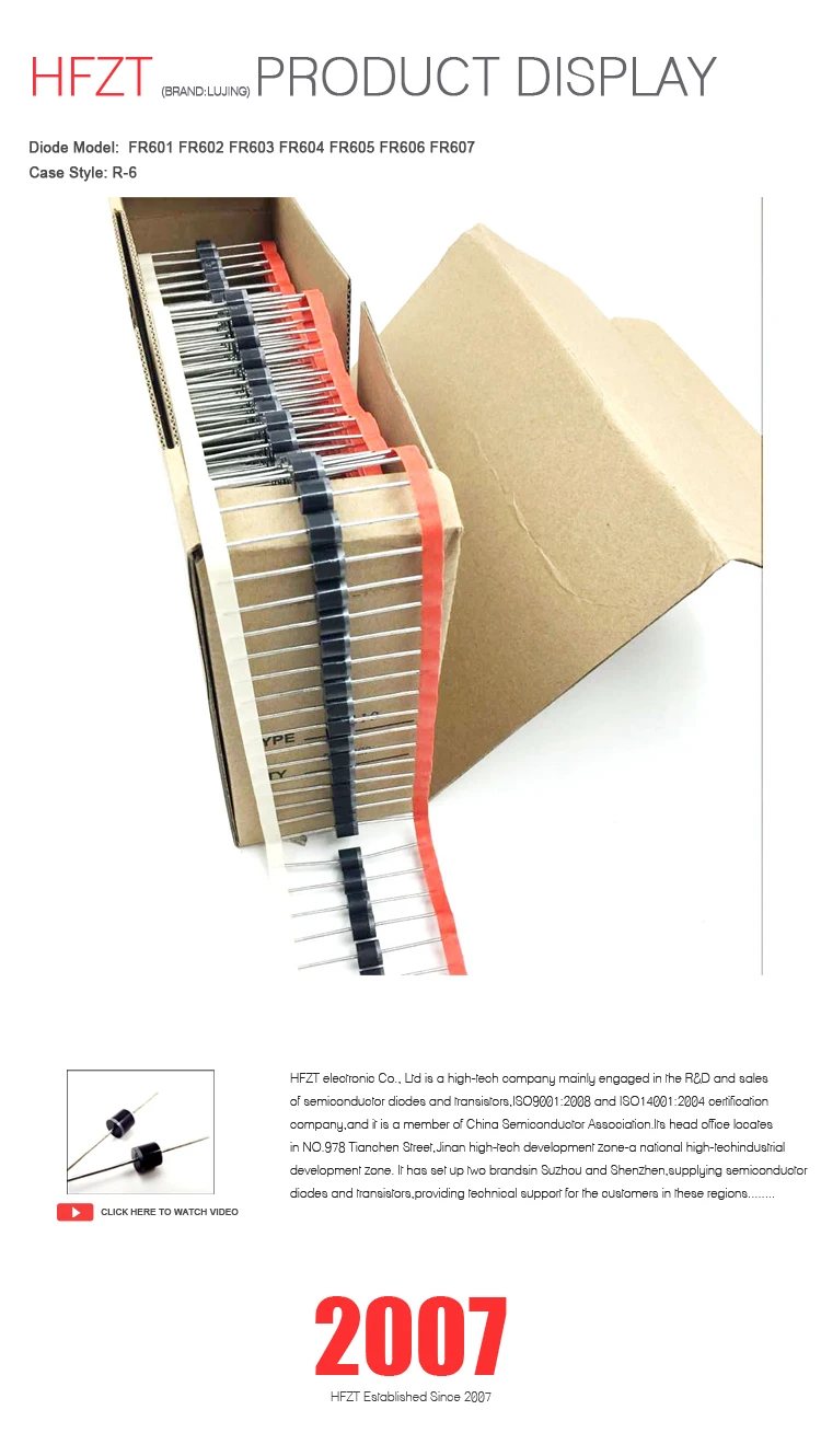 Hfzt Fast Recovery Rectifiers Diode Fr601 Fr602 Fr603 Fr604 Fr605 Fr606 ...