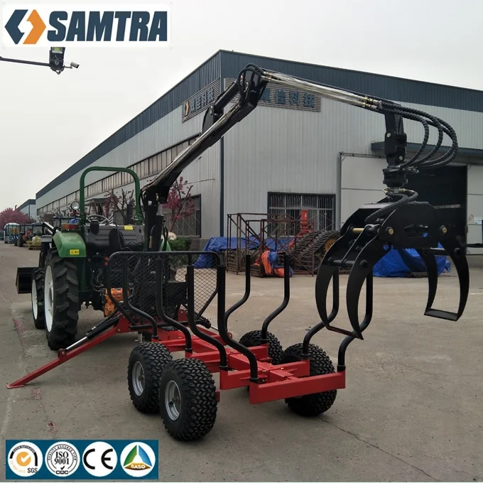 AA 1500kg light type log trailer with crane wood loader