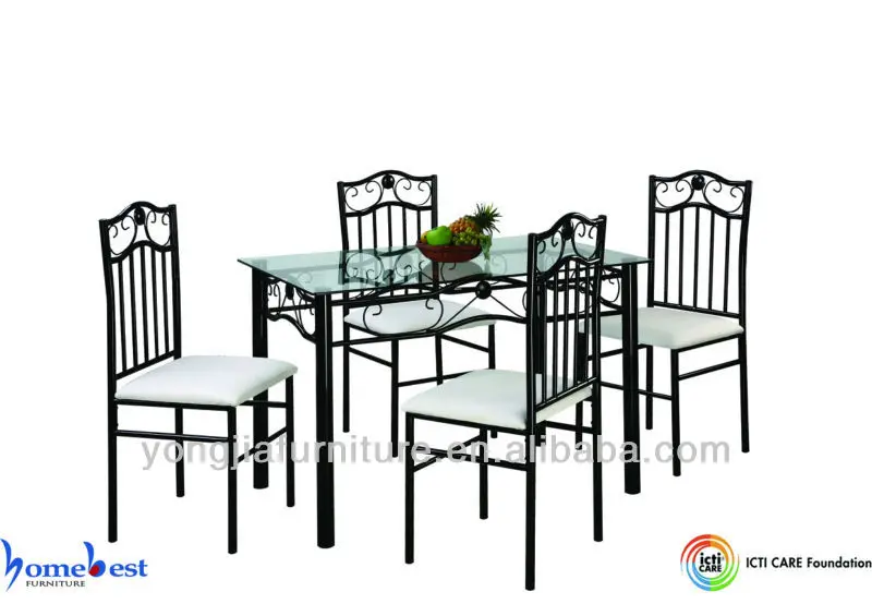 Mesa de comedor de vidrio metal conjuntos de muebles de metal ...