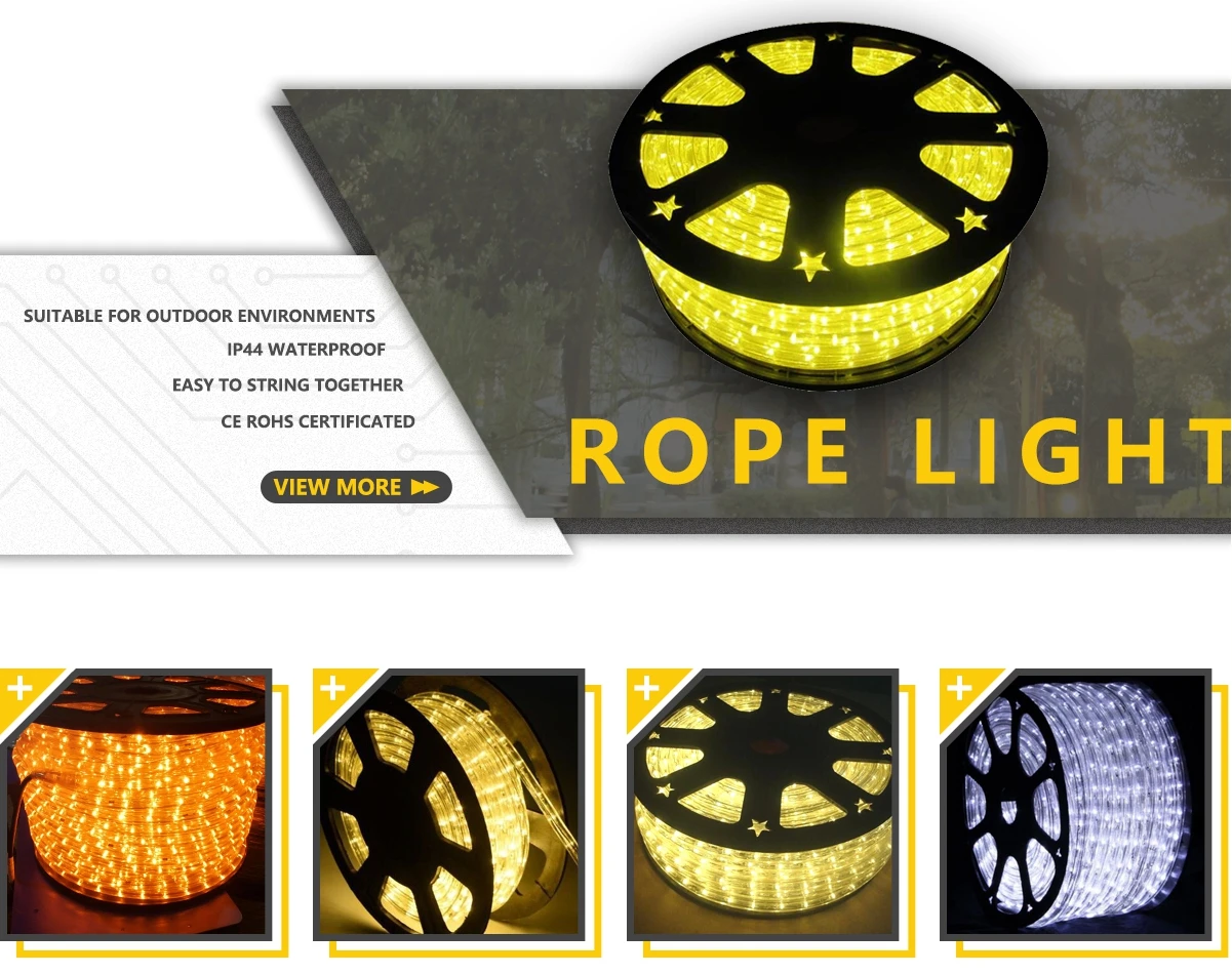 Outdoor waterproof IP65 100m decoration color changing led rope lights