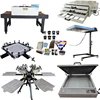 Hand double rotary floor style 6-6 screen printing press with some screenprining supplies