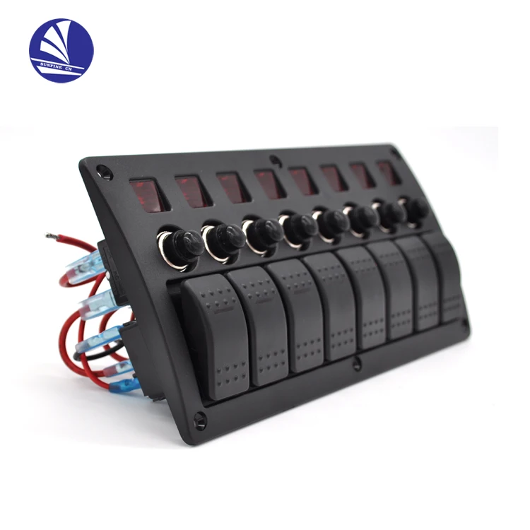 Marine 8 Gang 12v Circuit Breakers Rocker Switch Panel Waterproof Ip66