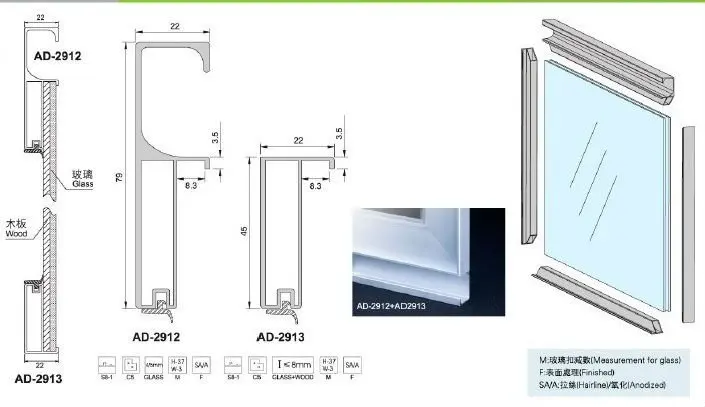 Pantry Cabinet Aluminum Handle Edge Glass Door