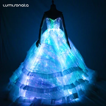 Customized Unique Design Fiber Optic Wedding Dress Bride Luminous ...