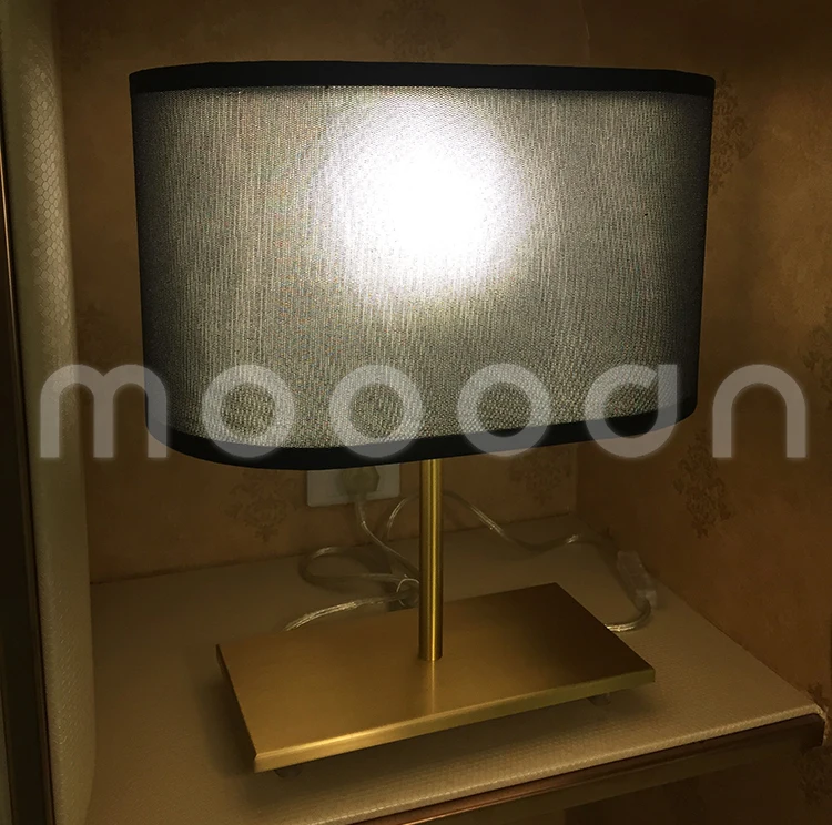 Modern Nordic Luxury Real Brass High-end fabric bedside table lamp for hotel