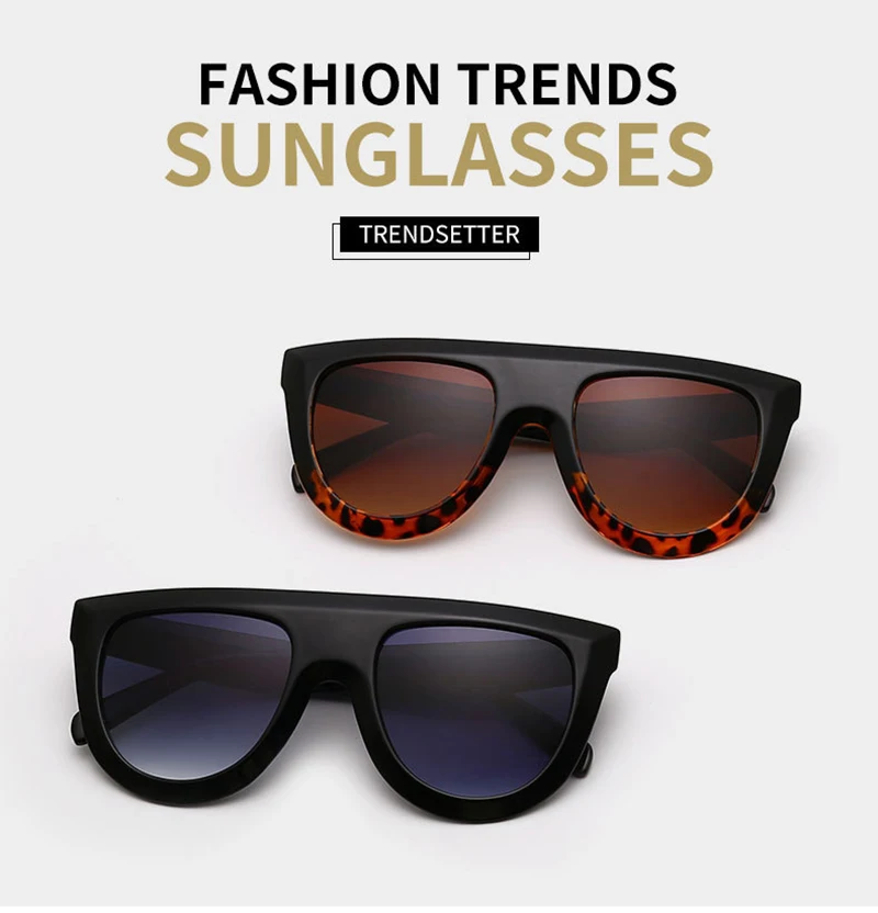Trendy Flat Top Big Round Frame Mirror Custom Logo Ladies Sunglasses