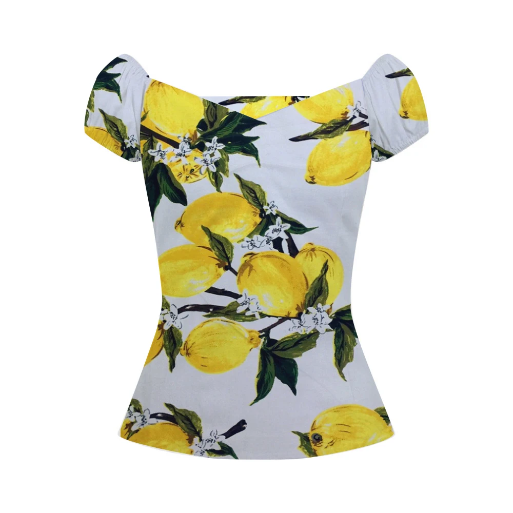 Oem Service Cotton Blouse Women Lemon Printing Blouse From Suzhou - Buy ...